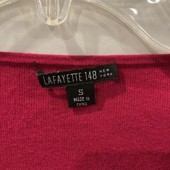 Lafayette 148 Cardigan Womens Size Small Hot Pink Stretch Knit Fly Away Snap - Picture 2 of 6